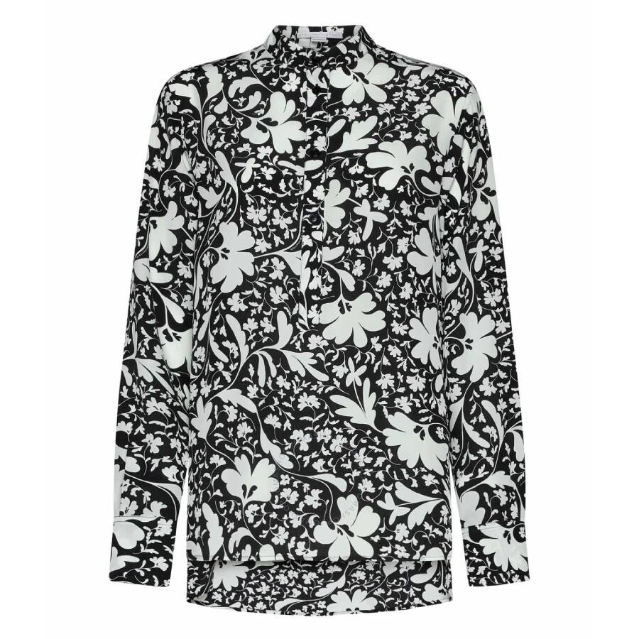 Stella Mccartney Black Silk Forest Floral Print Shirt In Black