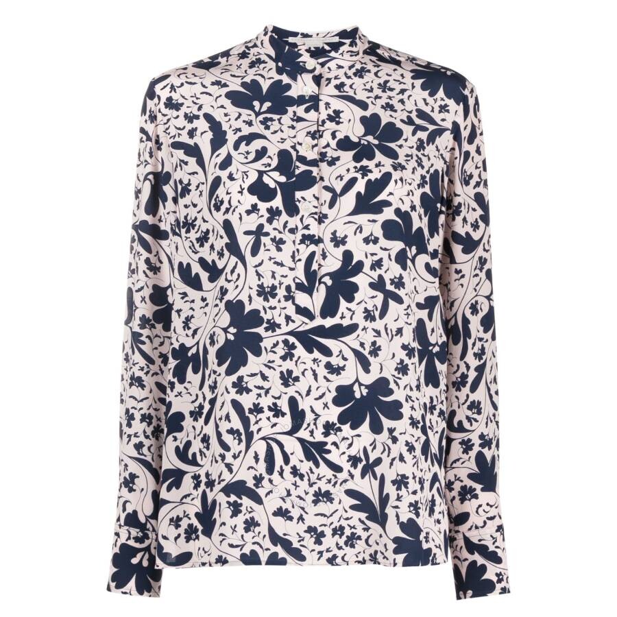 STELLA MCCARTNEY STELLA MCCARTNEY BLUE SILK FOREST FLORAL PRINT SHIRT