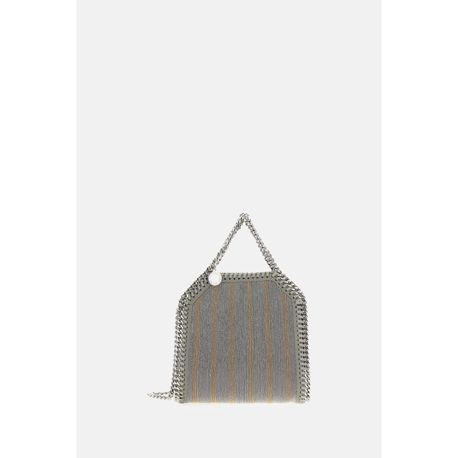 Stella Mccartney Falabella Striped Metallic Bag In Gray