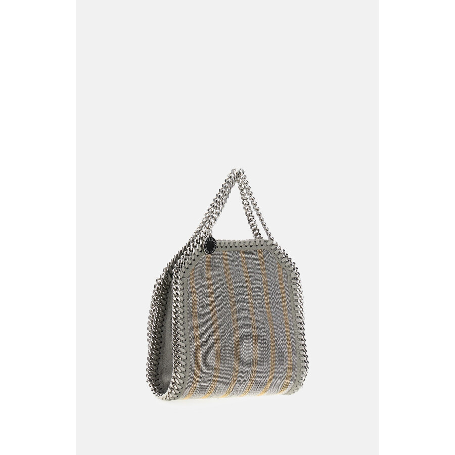 Stella Mccartney Falabella Striped Metallic Bag In Gray