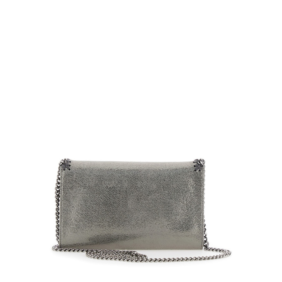 Stella Mccartney Falabella Metallic Crossbody Bag With Chain-link Shoulder Strap And Metallic Effect In Silver