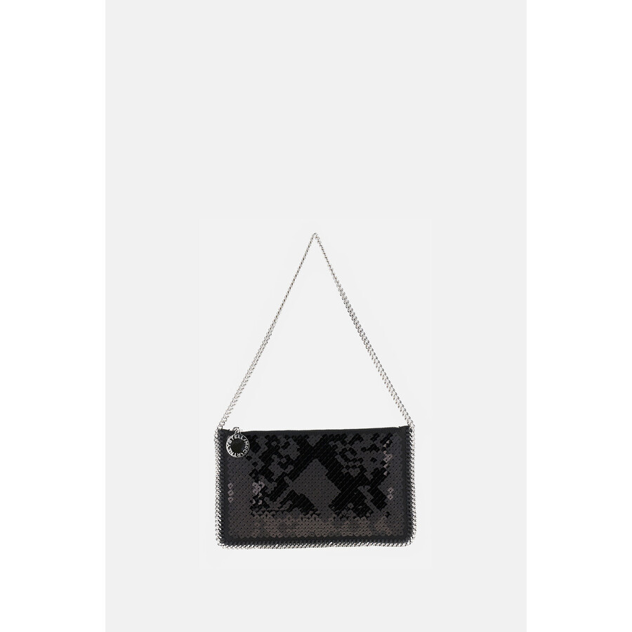 Stella Mccartney Falabella Pochette With Sequins Embroidery In Black