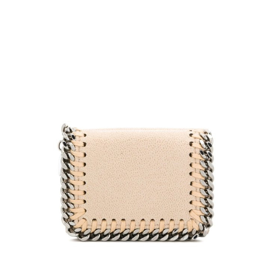 Stella Mccartney Falabella Tri-fold Flap Wallet In Beige