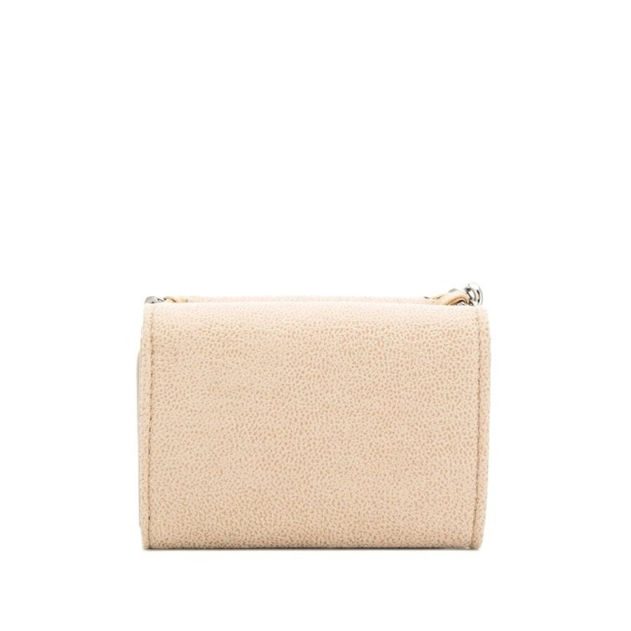 Stella Mccartney Falabella Tri-fold Flap Wallet In Beige