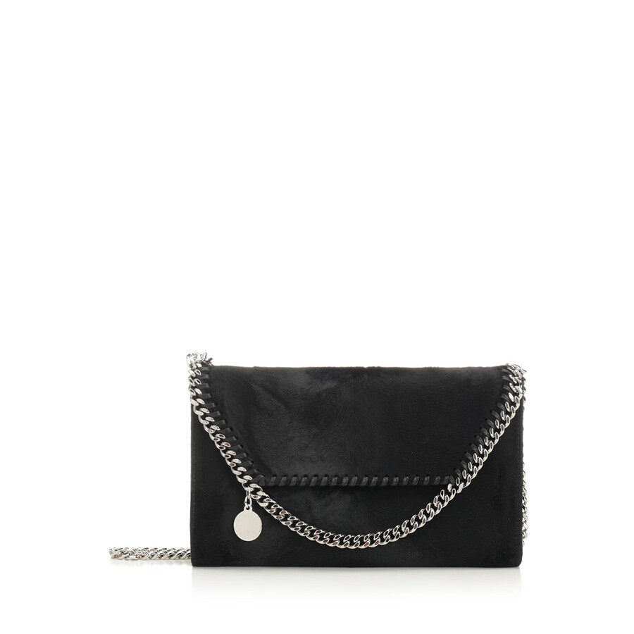 Stella Mccartney Falabella Vegan Leather Wallet On Chain In Black