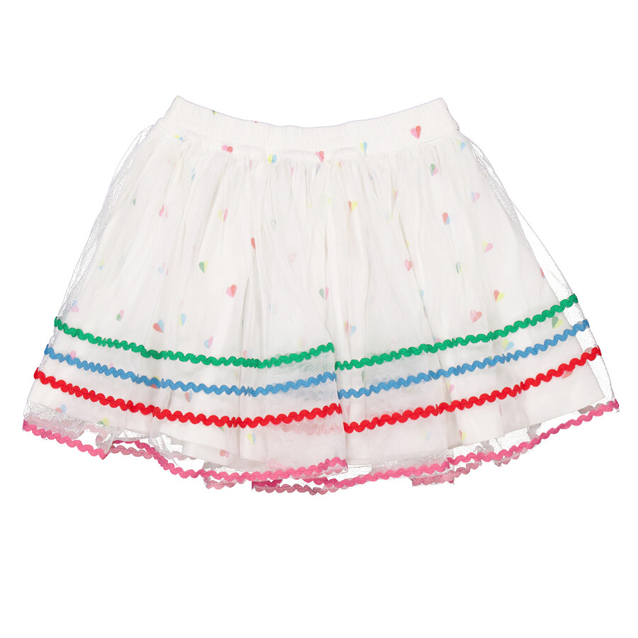 Girls Heart Print Tulle Mini Skirt