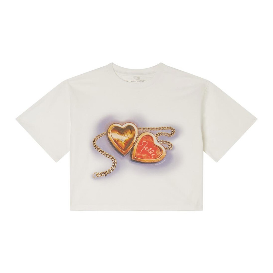 Stella Mccartney Girls Heart Shape Crop Top In White