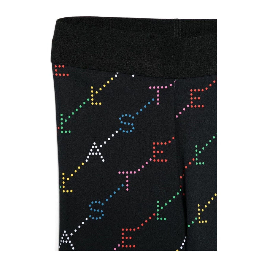 Stella Mccartney Girls Multicolor Logo Print Leggings In Black