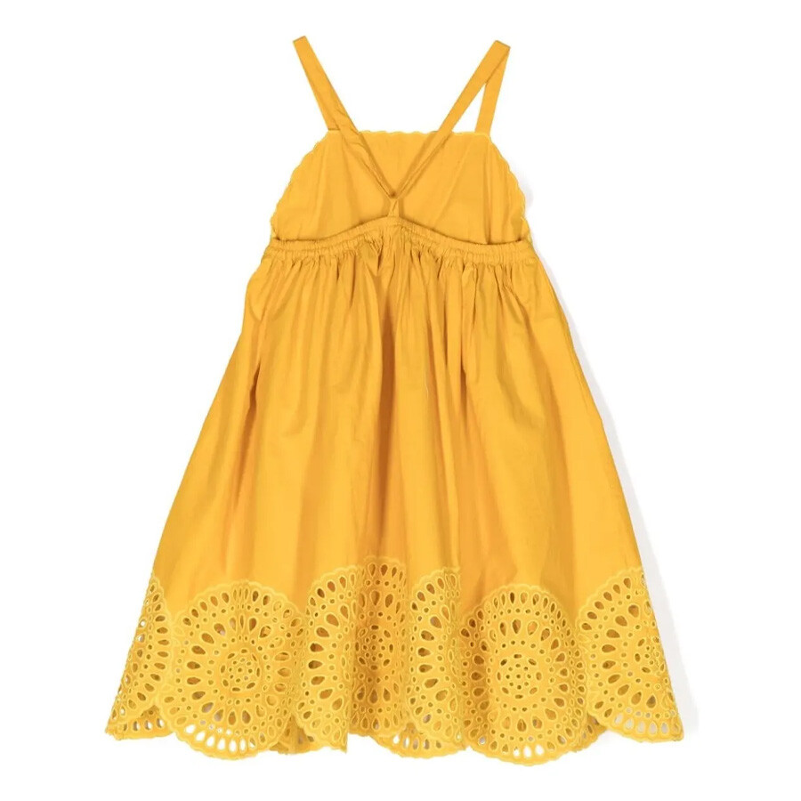 Stella Mccartney Girls Popeline Broderie Anglaise Dress In Orange