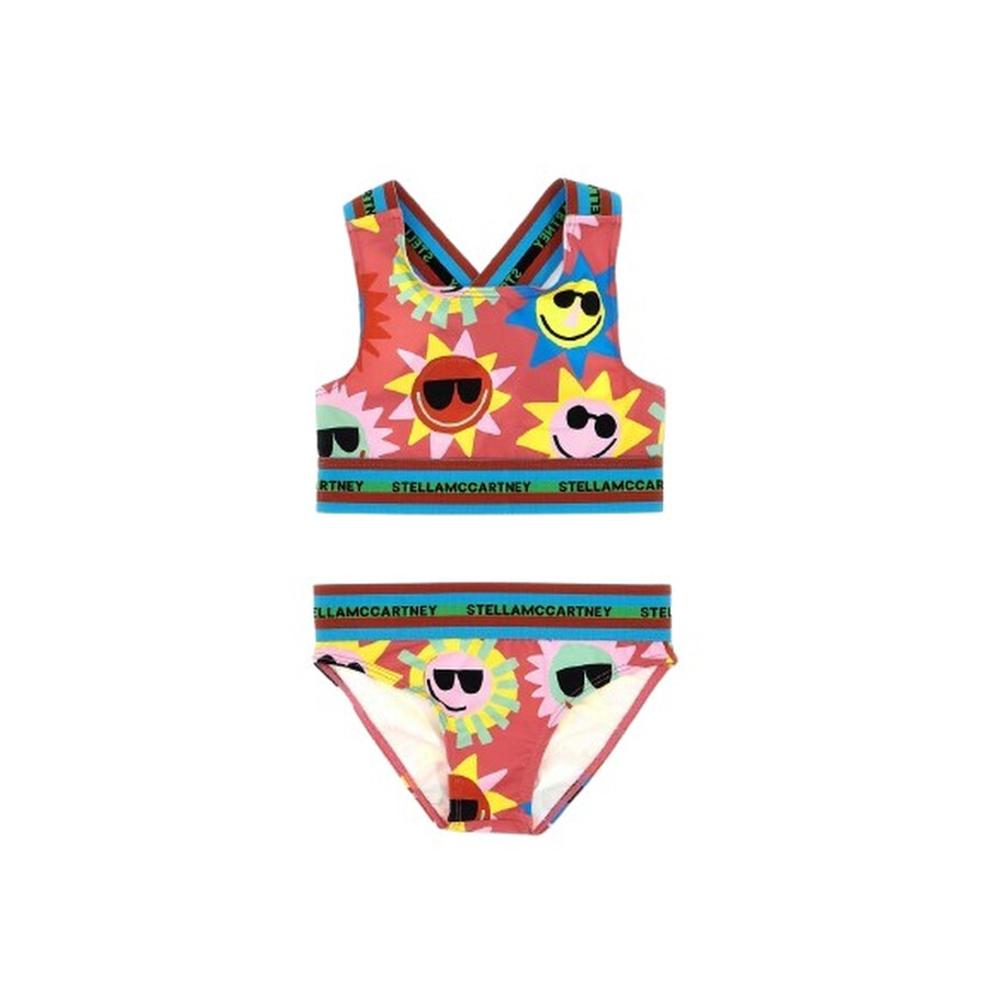Girls Red Sunshine-Print Bikini Set