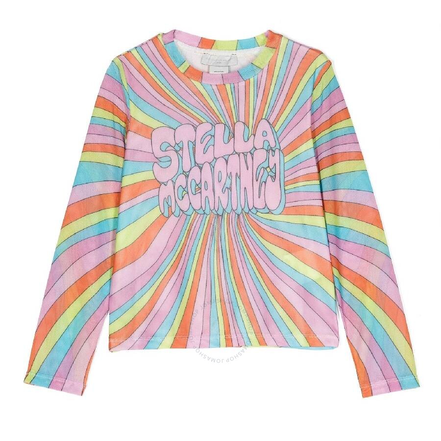 Stella Mccartney Logo-print Long-sleeved Mesh Top 4-14 Years Multicolor/multicolo