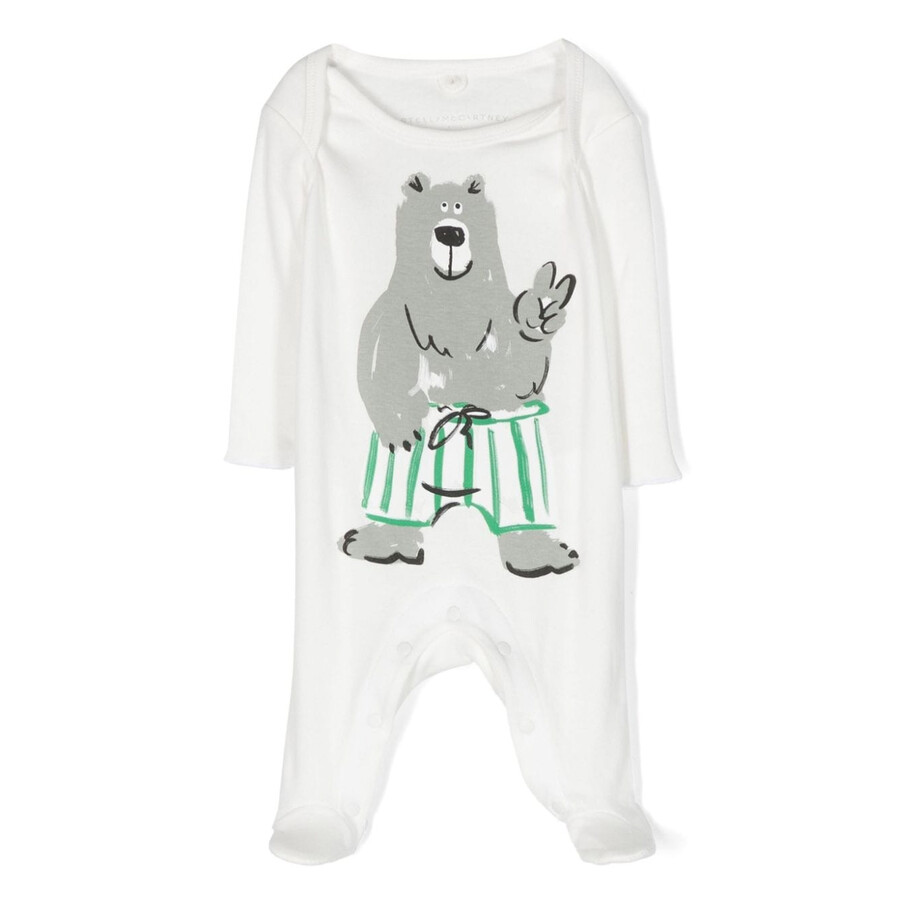 Stella Mccartney Kids Bear-print Cotton Pyjama In White