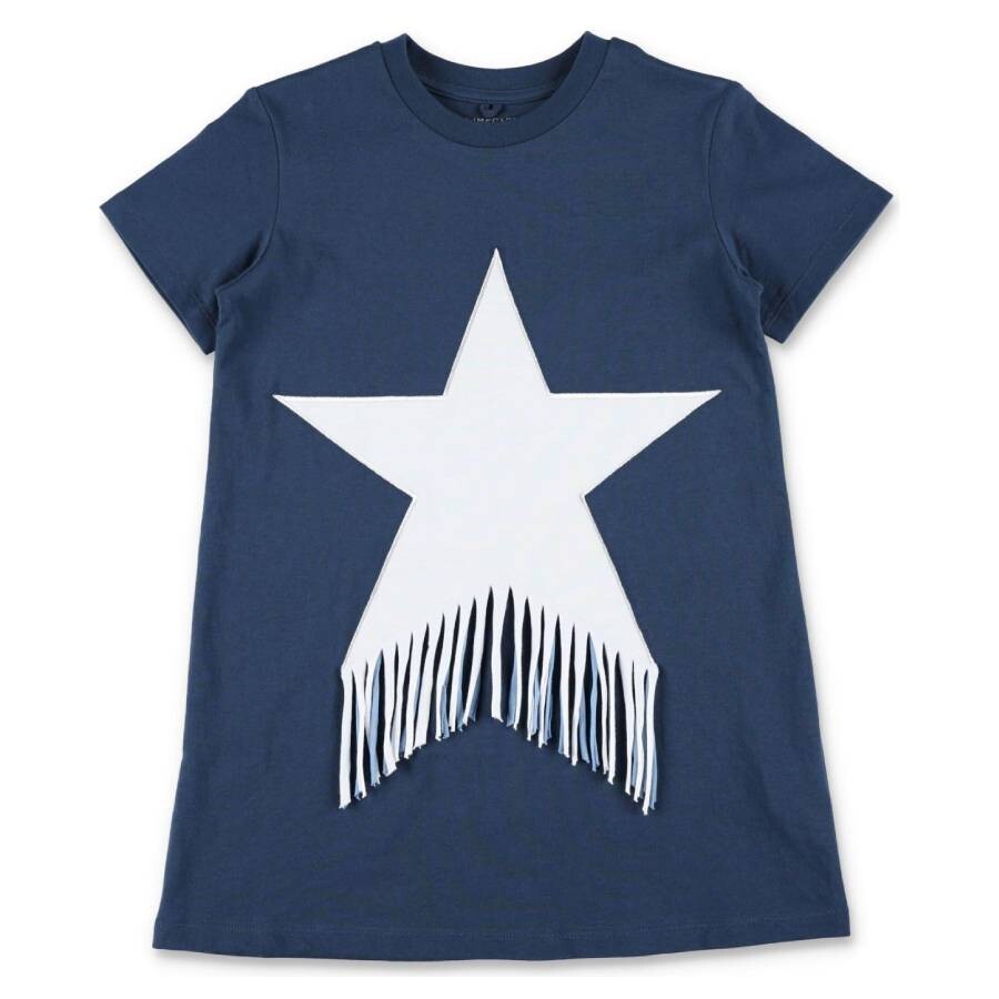 Kids Fringed Star Cotton T-Shirt Dress