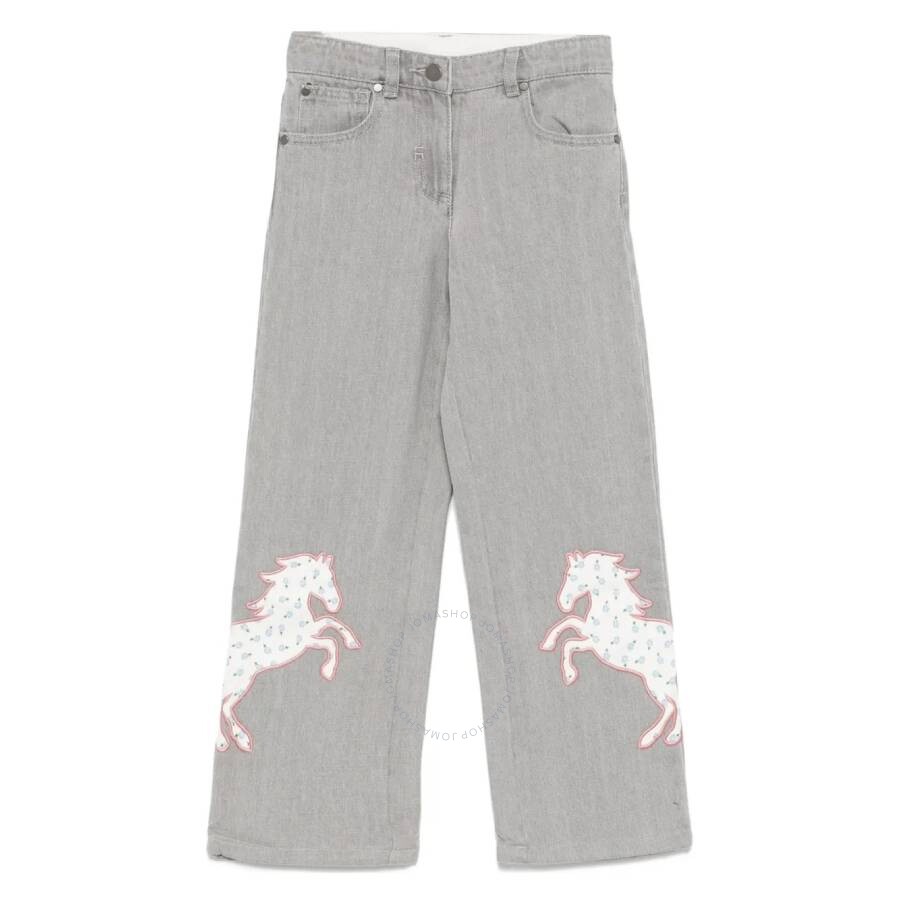 Kids Horse Embroidered Denim Jeans