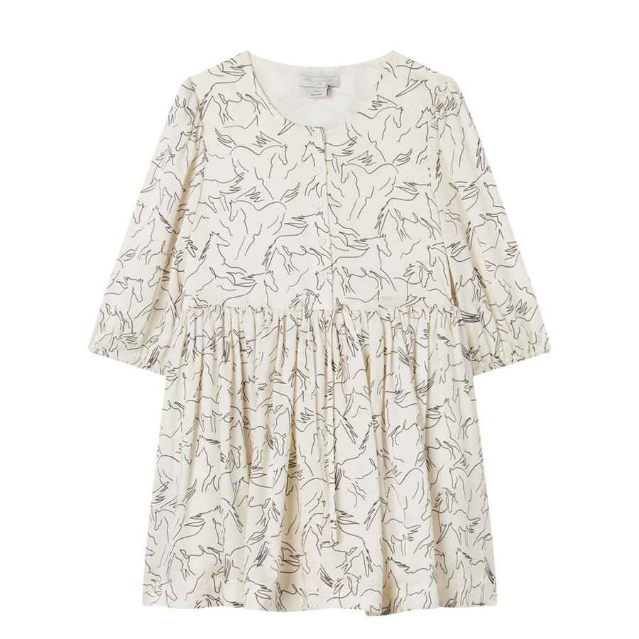 Stella Mccartney Kids Horses Print Cinch Dress In Multi