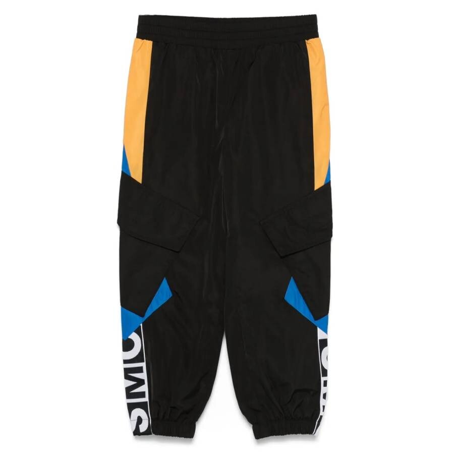 Stella Mccartney Kids Logo Graphic Colourblock Joggers In Black