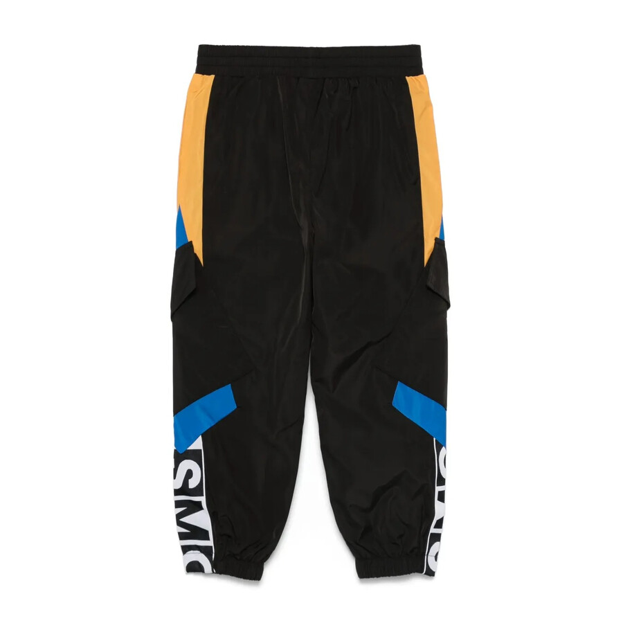 Stella Mccartney Kids Logo Graphic Colourblock Joggers In Black