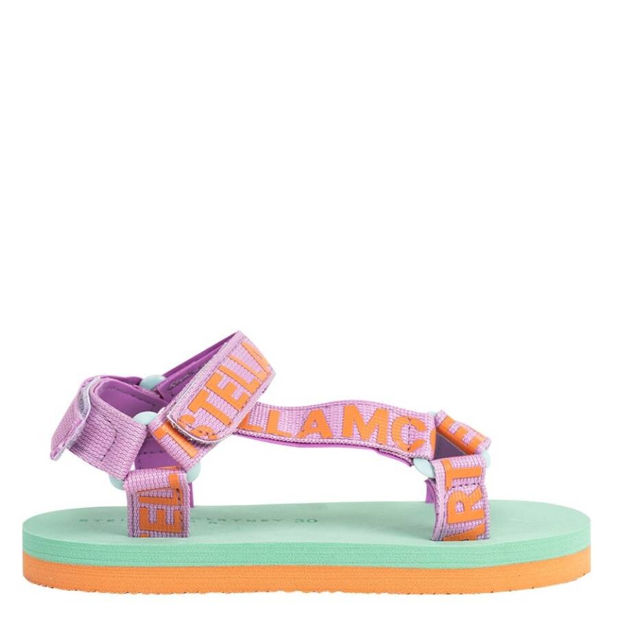 Stella Mccartney Kids Logo Tape Sandals In Multi