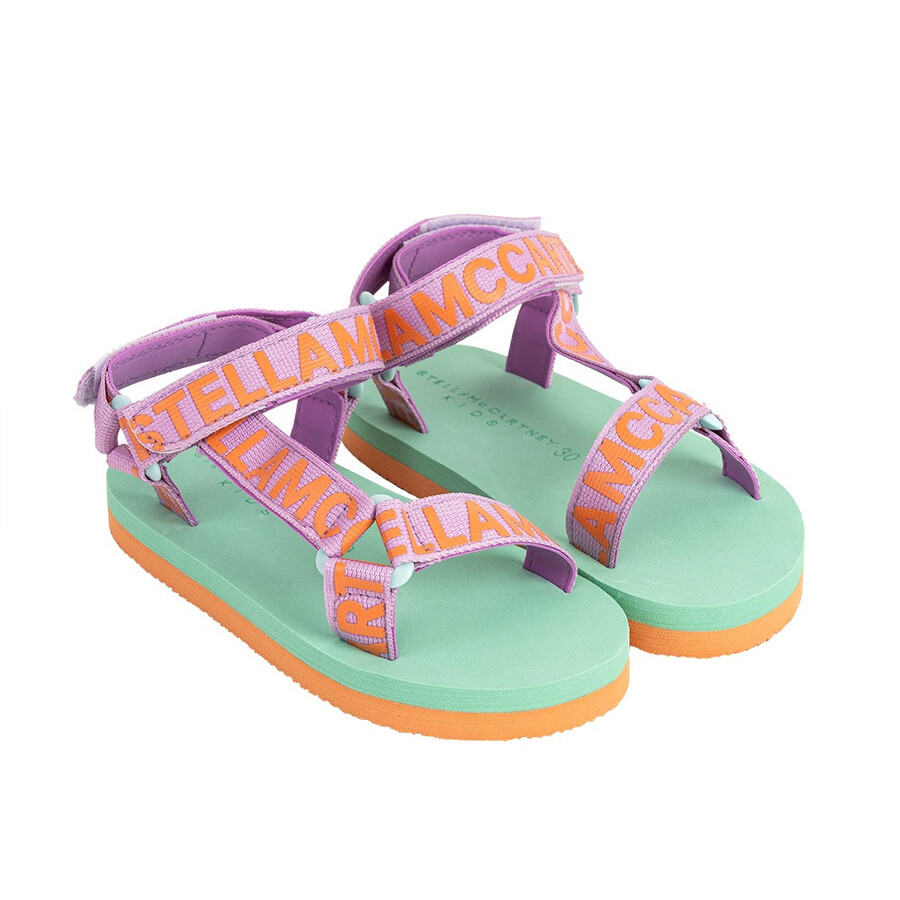 Stella Mccartney Kids Logo Tape Sandals In Multi