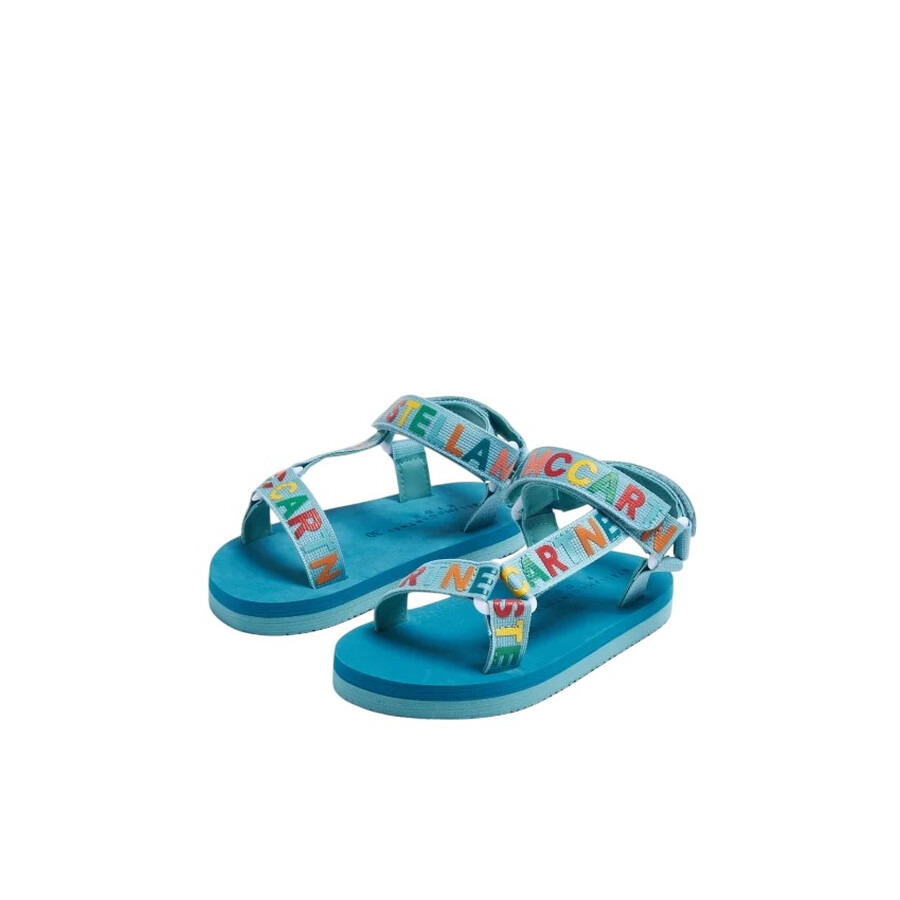 Stella Mccartney Tech Sandals W/ Logo In Blue