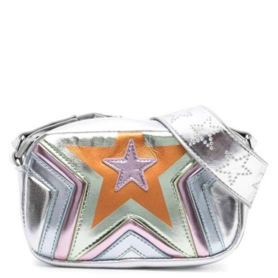 Stella Mccartney Kids Metallic Star Shoulder Bag In Silver