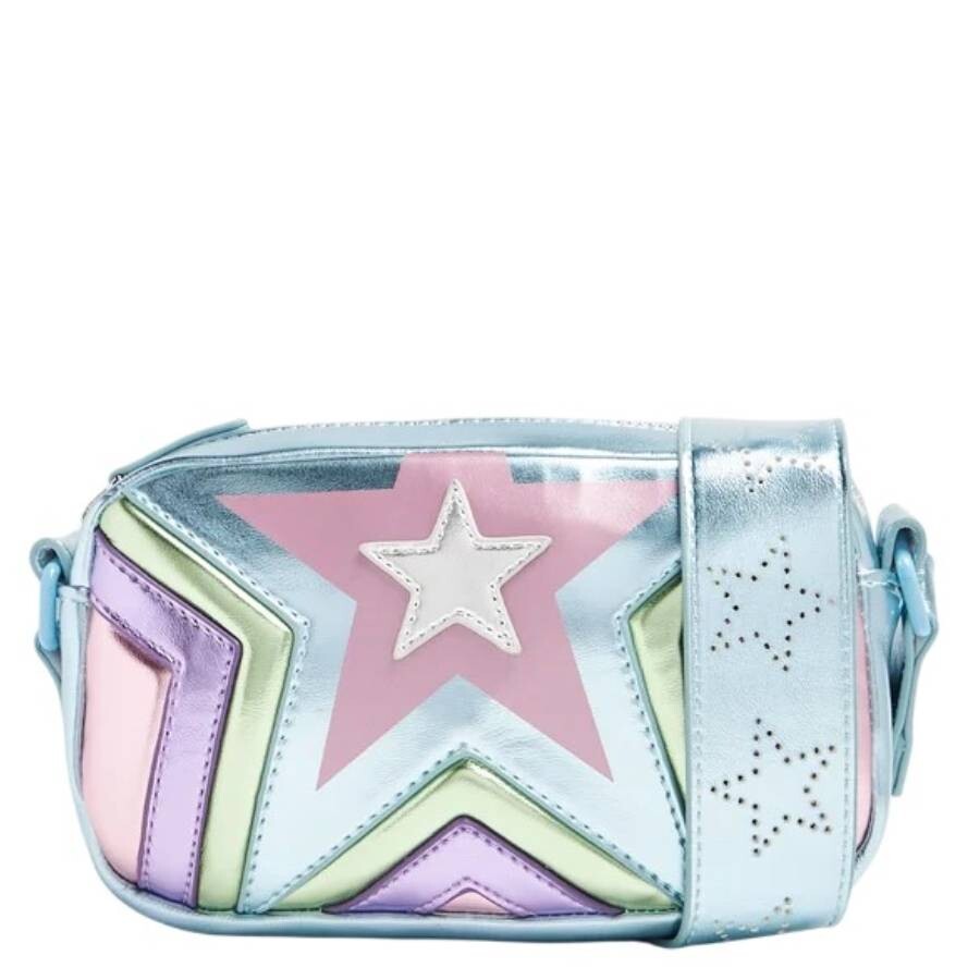 Stella Mccartney Kids Star Quilted Metallic Leather Crossbody Bag In Blue
