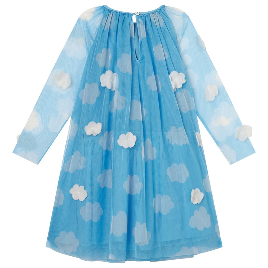 Stella Mccartney Kids Tulle Cloud Detail Dress In Blue