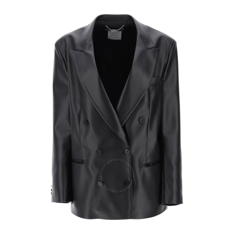 Stella Mccartney Stella Mc Cartney Oversized Double Breasted Jacket In Vegan Leather In Black