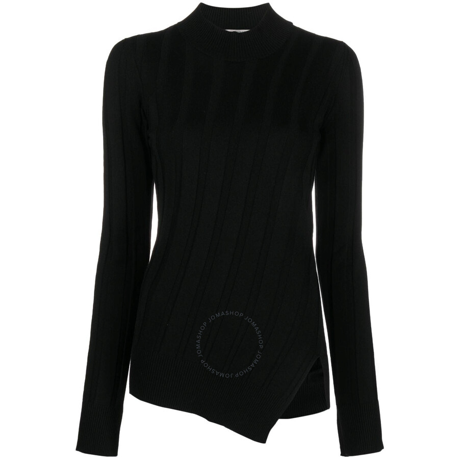 Stella Mccartney Crewneck Asymmetric-hem Knitted Jumper In Black