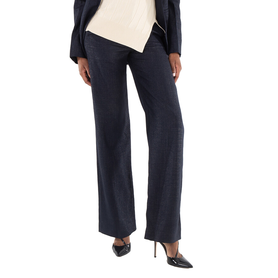 Ladies Black High-Waist Straight Trousers