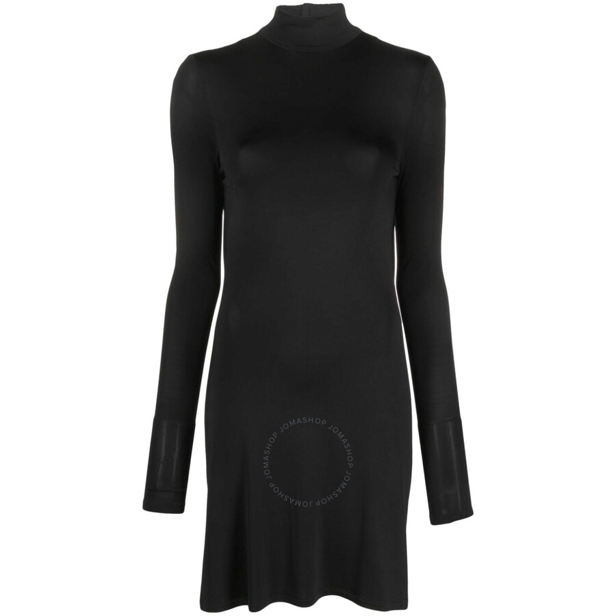 Stella Mccartney Ladies Black High-neck Draped-back Minidress In Black