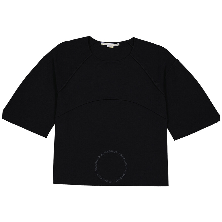 Stella Mccartney Ladies Black Piped Seam Cropped Top In Black