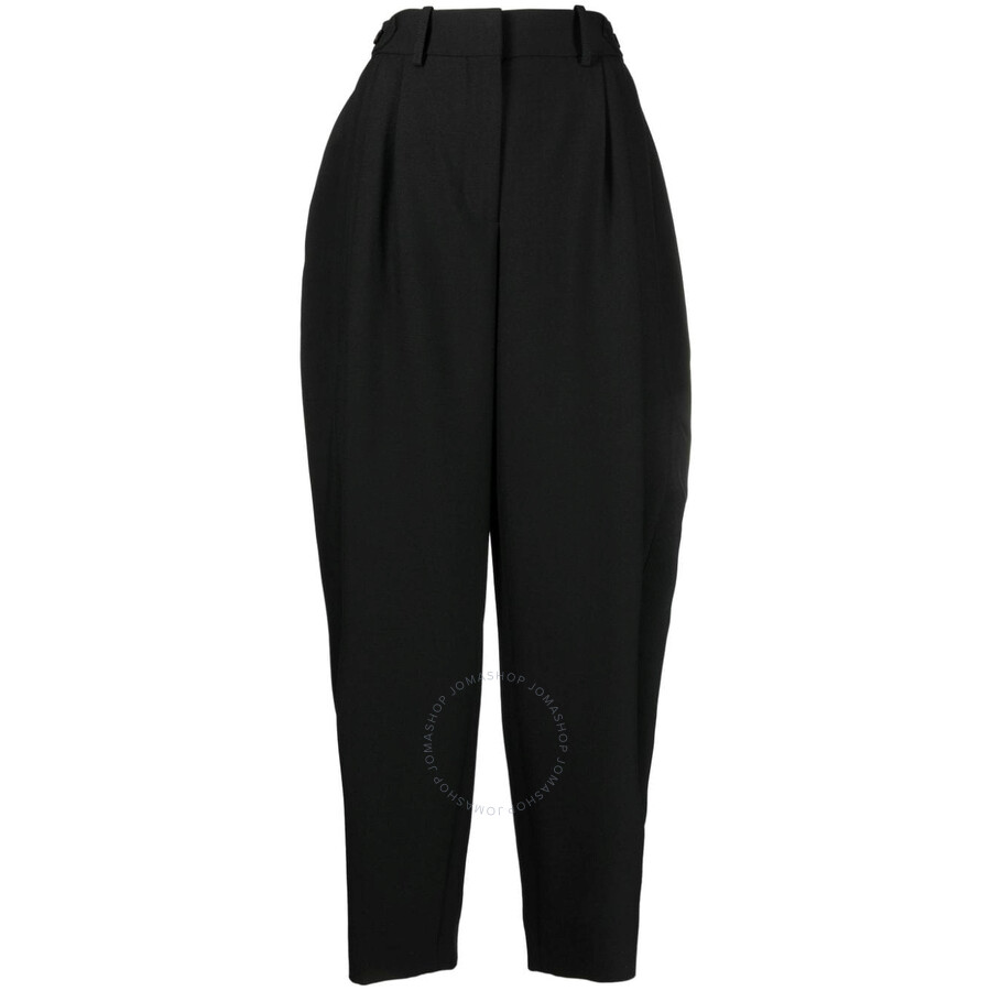 Stella Mccartney Ladies Black Pleated Wide-leg Wool Trousers In Black