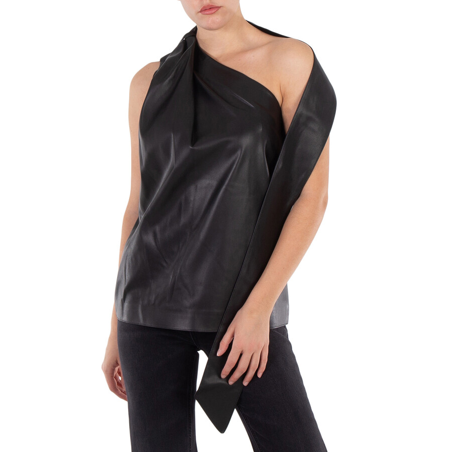 Ladies Black Scarf One-Shoulder Top