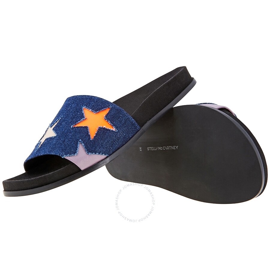 Shop Stella Mccartney Ladies Loafer Slides Denim Stars