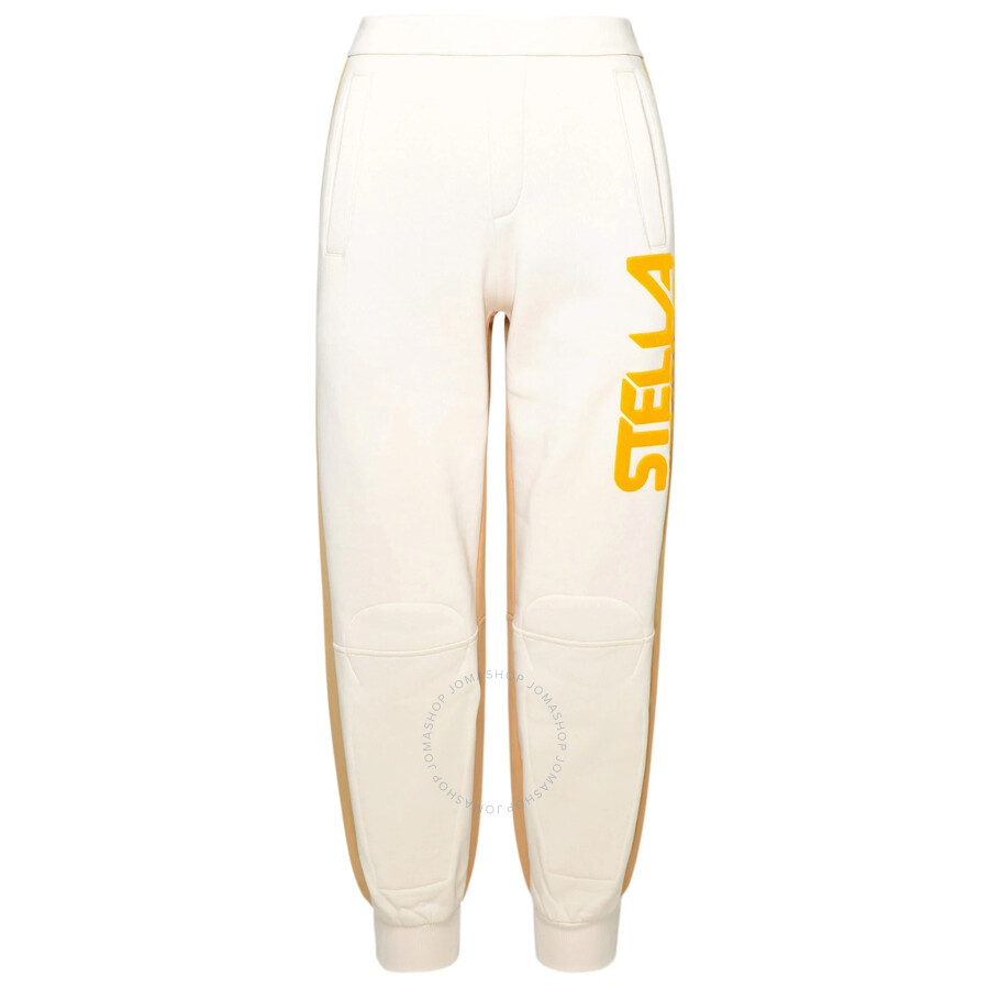 Shop Stella Mccartney Ladies Log Print Tracksuit Cotton Trousers In Gesso