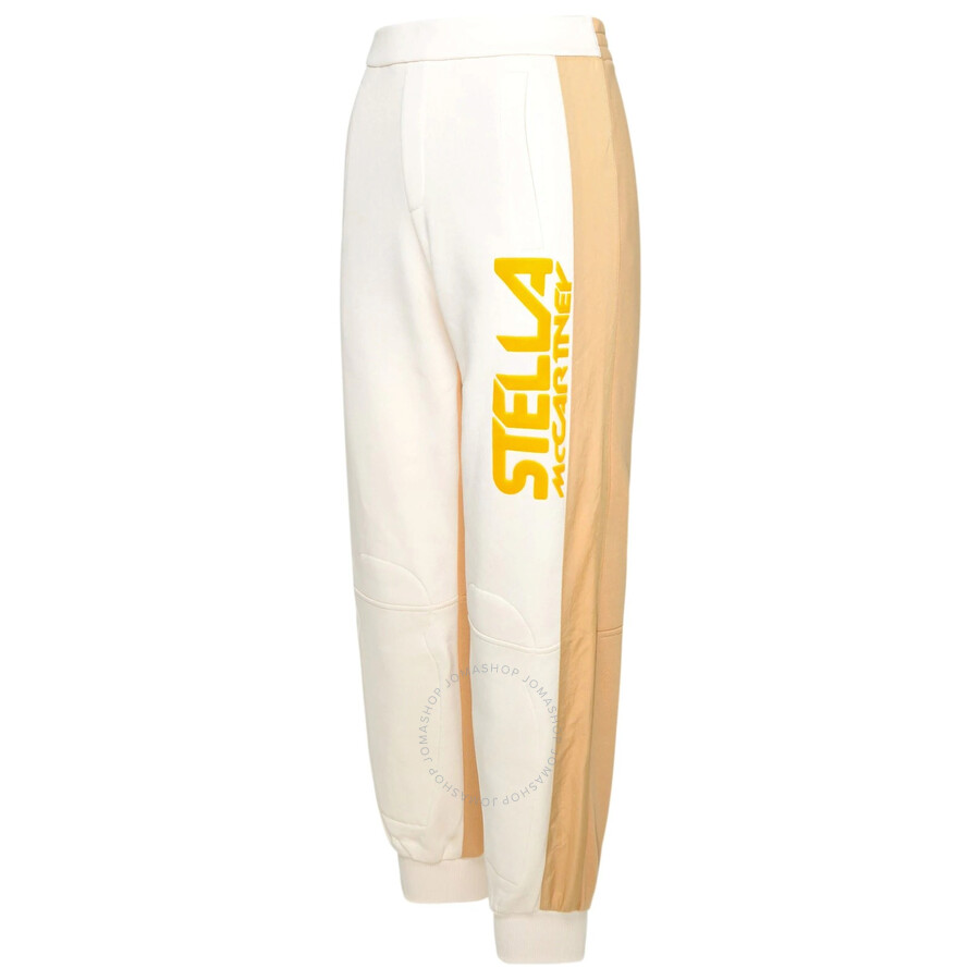 Stella Mccartney Ladies Log Print Tracksuit Cotton Trousers In Neutral