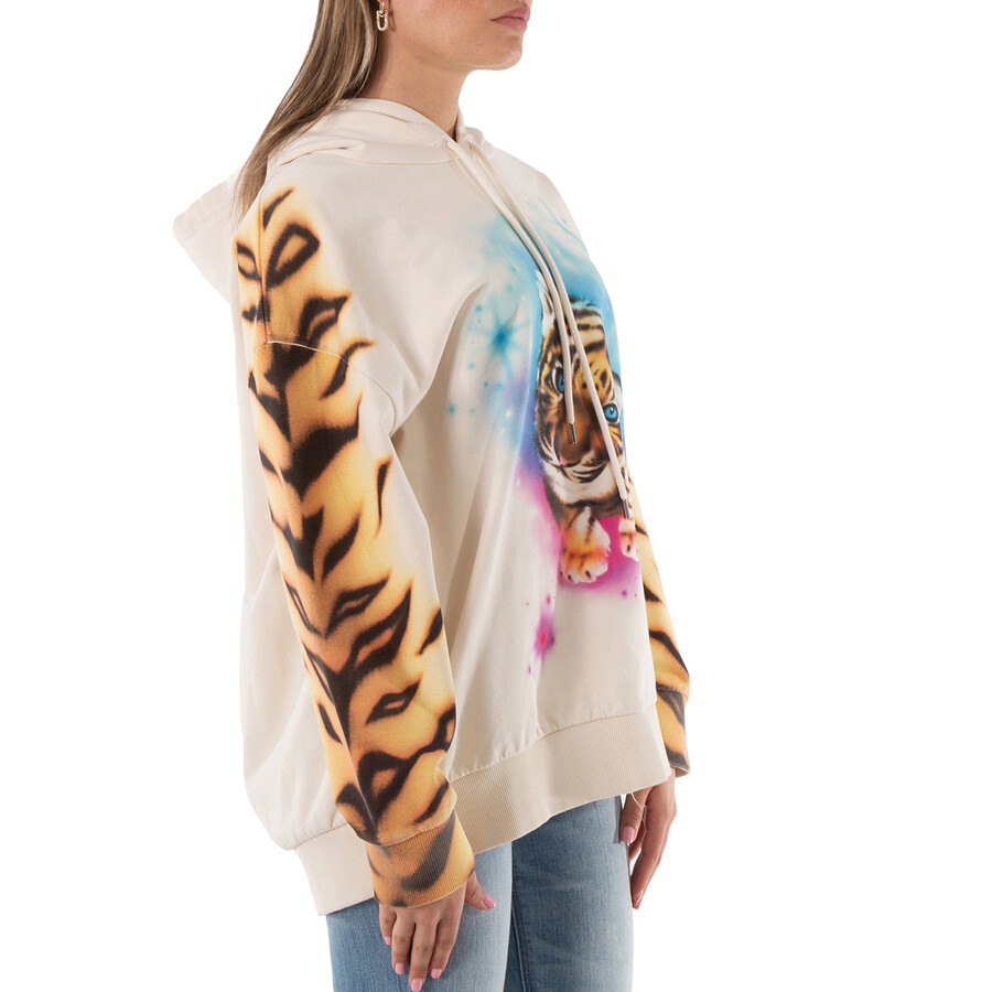 Shop Stella Mccartney Ladies Magnolia Tiger Print Cotton Hoodie