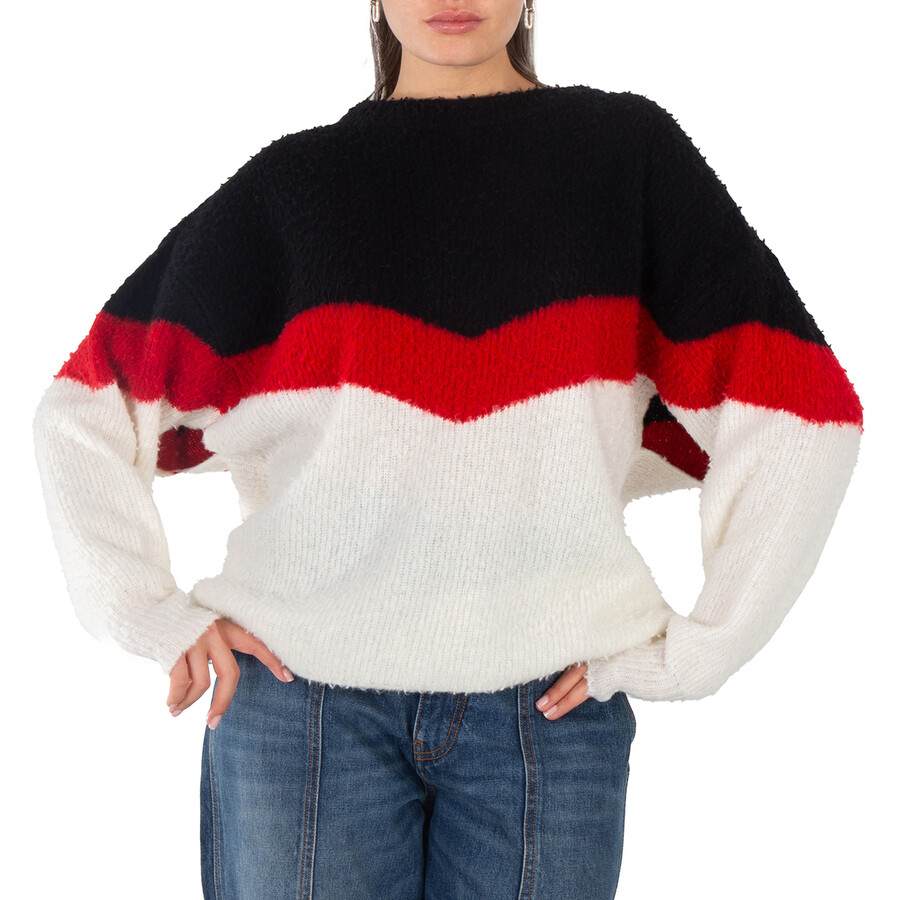 Ladies Multi Chevron Stripe Cape Jumper