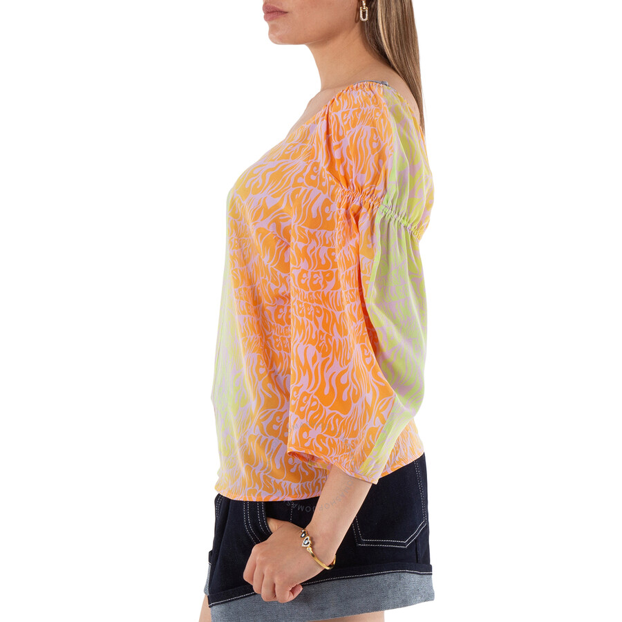Stella Mccartney Ladies Purple Tie-dyed V-neck Blouse In Orchid