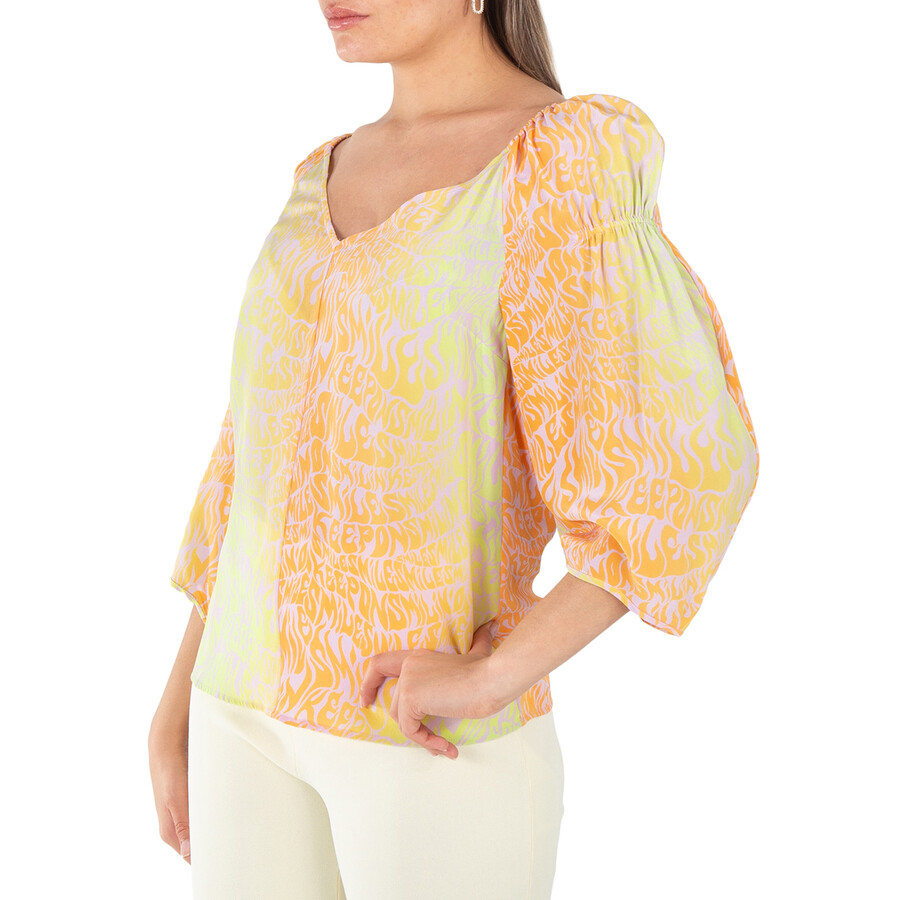 Ladies Purple Tie-Dyed V-Neck Blouse