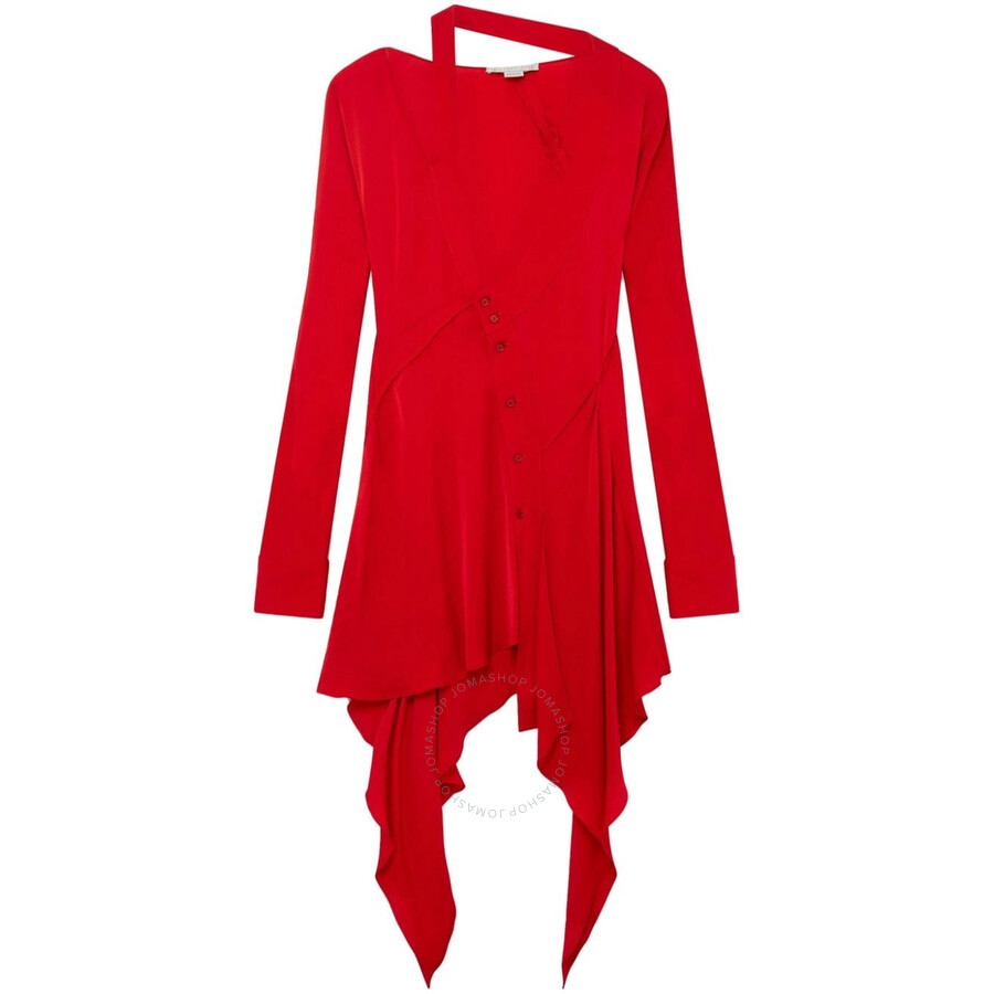 Stella Mccartney Asymmetric Viscose Mini Dress In Red