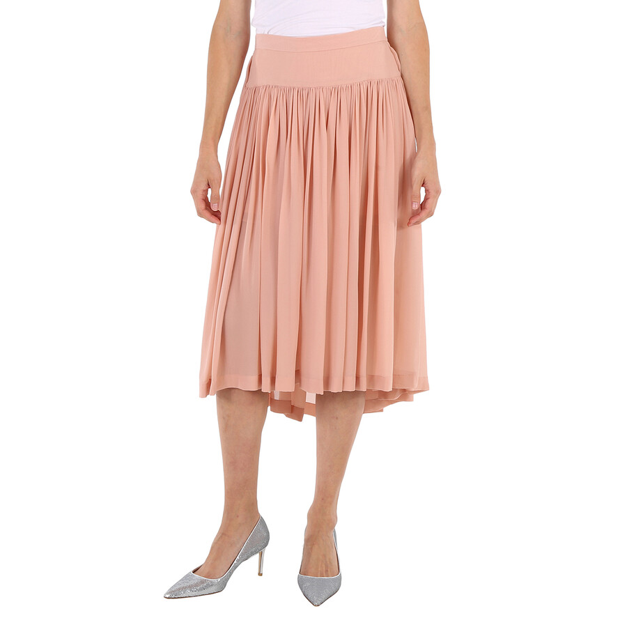 Ladies Rose, Rose Pleated Silk Midi Flare Skirts