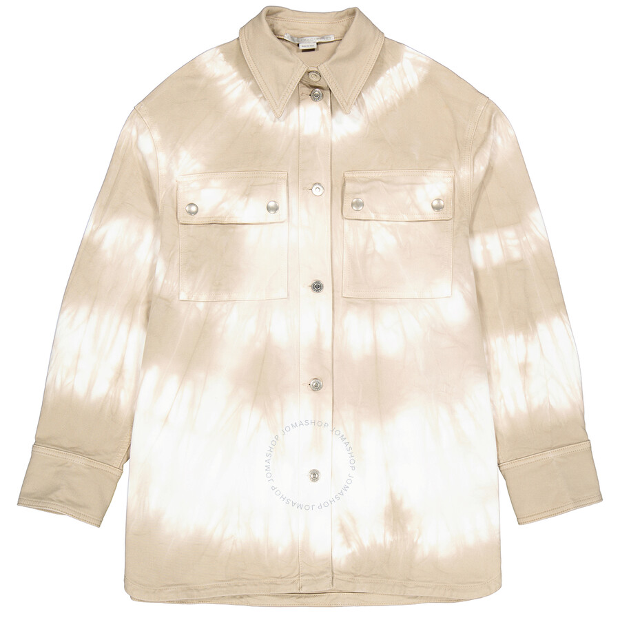 Shop Stella Mccartney Ladies Safari Oversized Tie-dye Denim Jacket In Beige