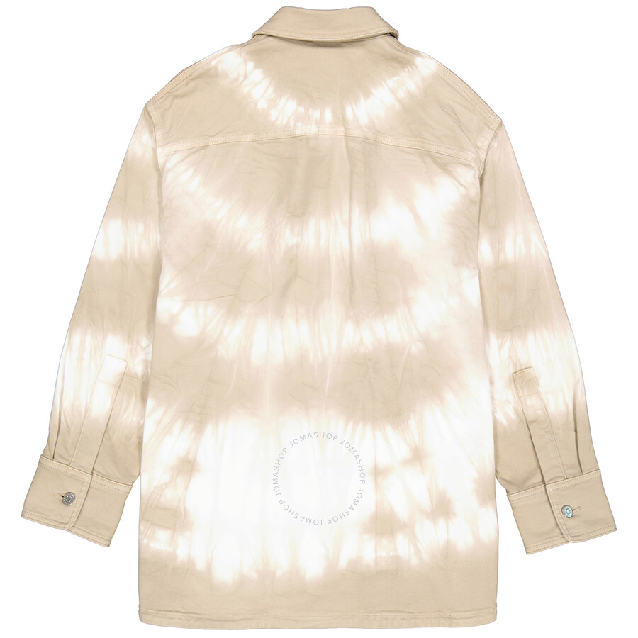 Shop Stella Mccartney Ladies Safari Oversized Tie-dye Denim Jacket In Beige