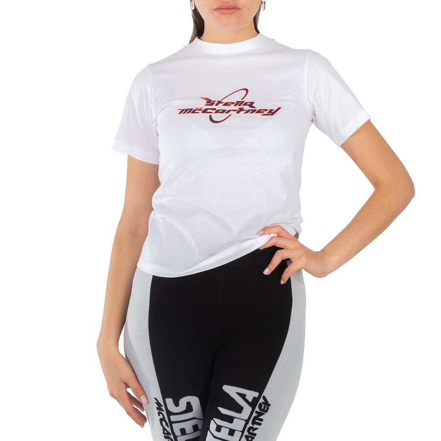Ladies White Logo Printed T-Shirt