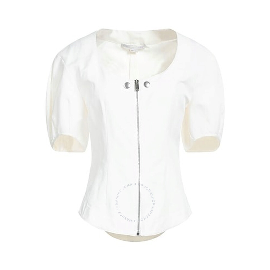 Stella Mccartney Ladies White Puff-sleeved Crewneck Blouse In White