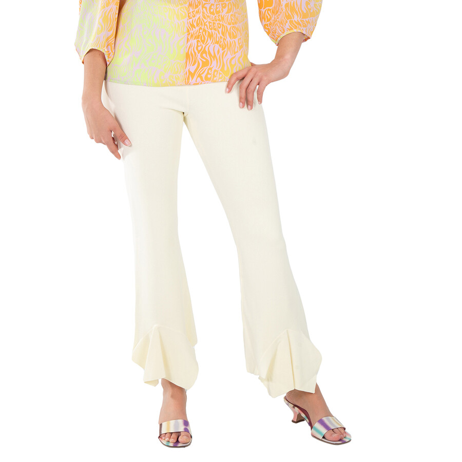 Ladies Yellow High Waist Flared Ruffled Pants