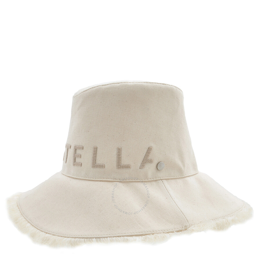 Stella Mccartney Logo Embroidered Cotton Bucket Hat In White