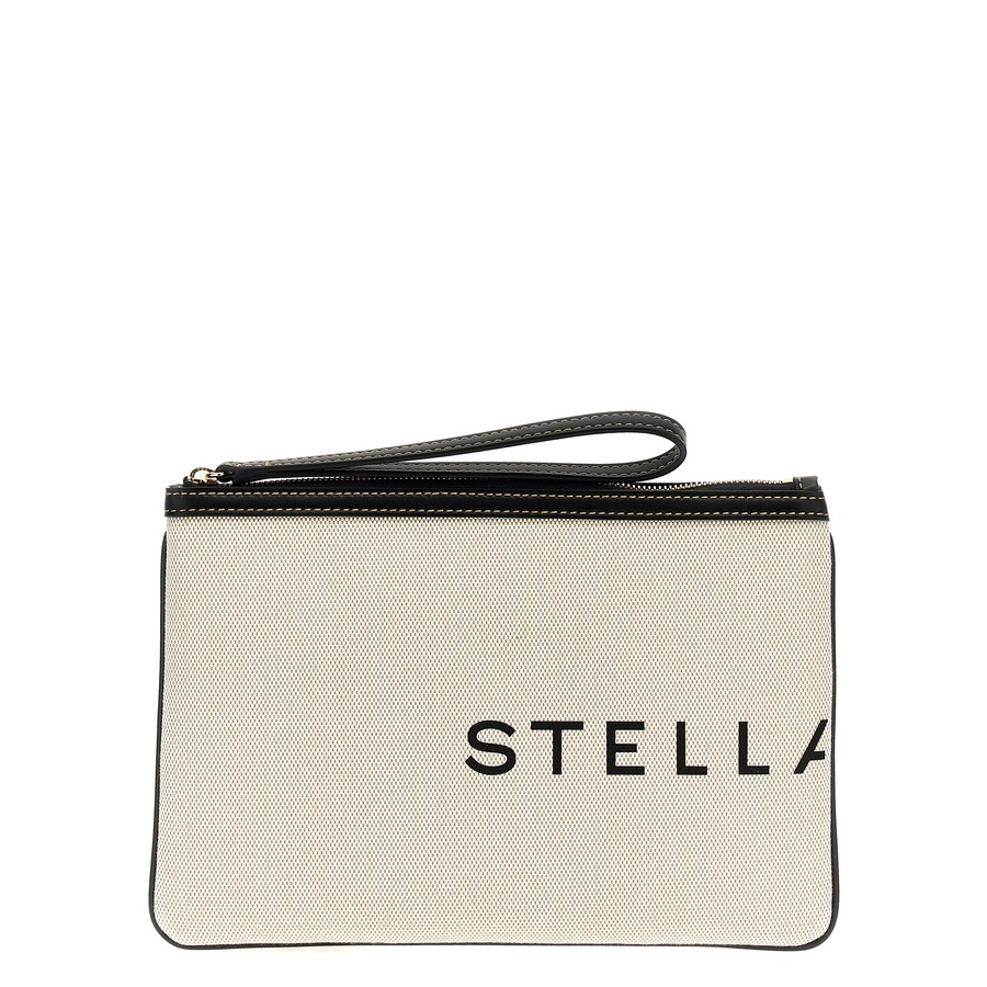 Stella Mccartney Logo-print Cotton Clutch Beige